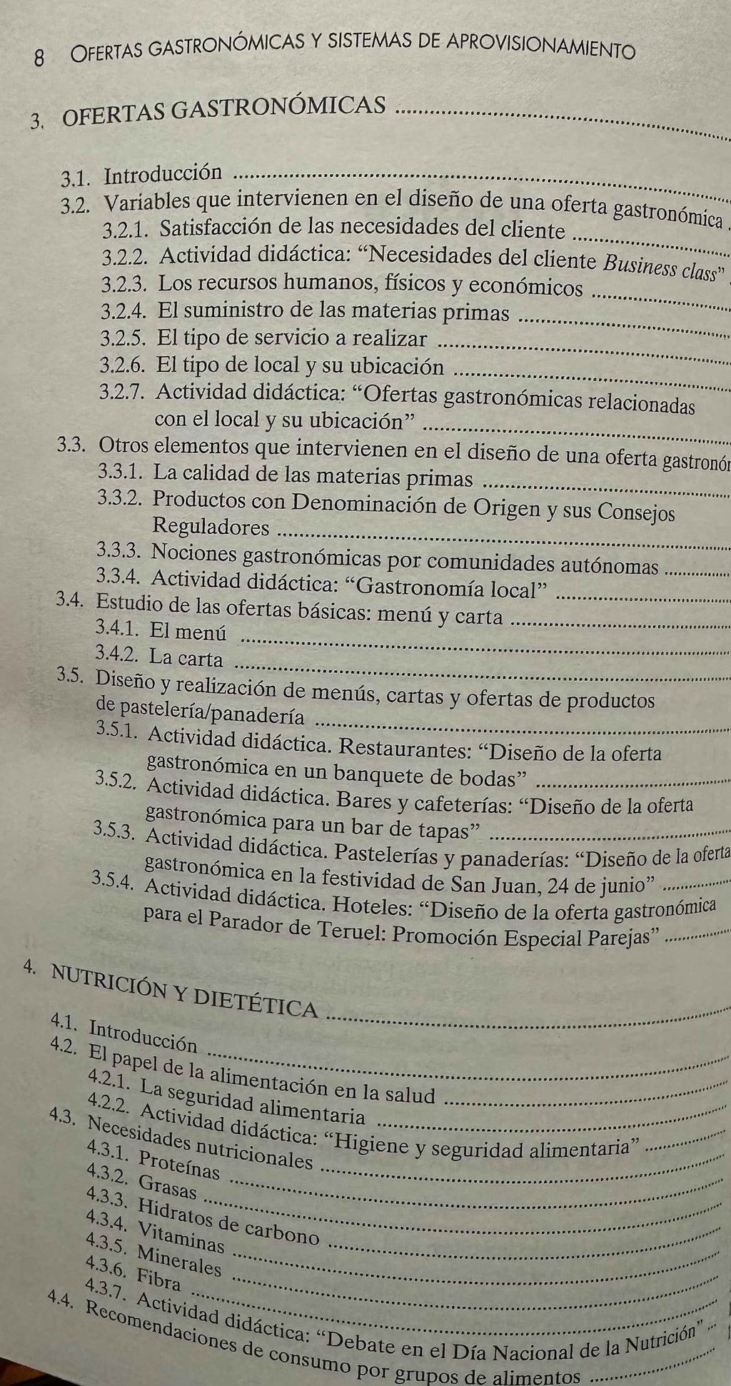 Ofertas Gastronómicas y Sistemas de Aprovisionamiento